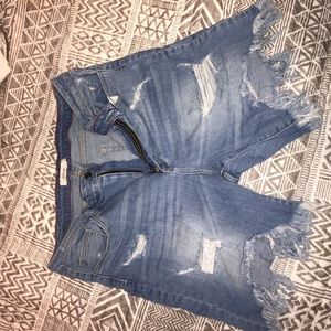Plus Size Mid-Thigh Jean Shorts